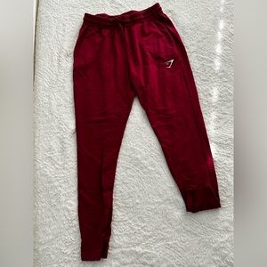 deep berry red Gymshark jogger fit pants